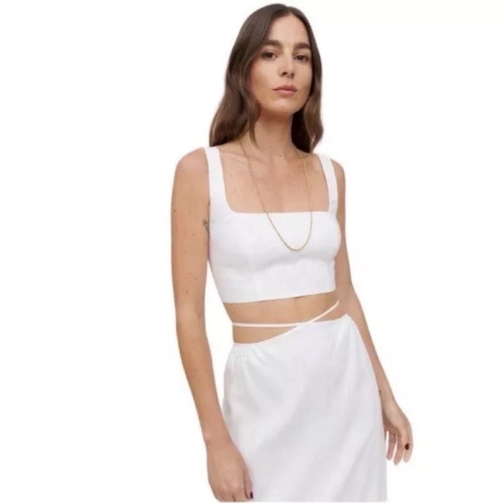Reformation Pepper Linen Two Piece Skirt Top White Size 6 - Picture 2 of 10